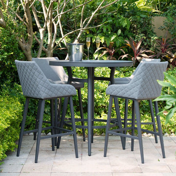 Maze - Outdoor Fabric Regal 4 Seat Round Bar Set - Flanelle - Blythe Living