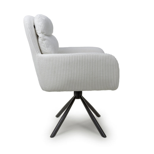 Cassidy Corduroy White Swivel Chair - Blythe Living