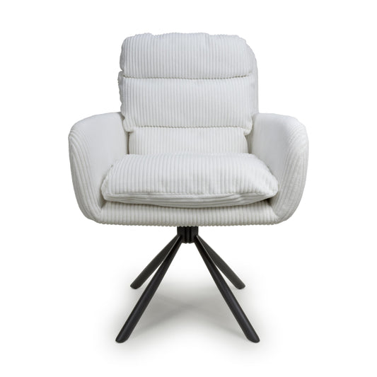 Cassidy Corduroy White Swivel Chair - Blythe Living