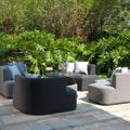 Maze - Outdoor Fabric Snug Lifestyle Suite with Rising Table - Flanelle & Charcoal - Blythe Living