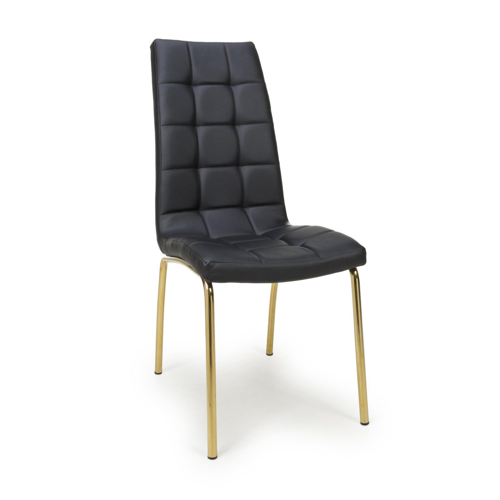 Jenner Leather Effect Black/Gold Dining Chair - Blythe Living