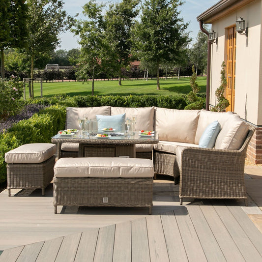 Maze - Winchester Royal Rattan Corner Dining Sofa Set with Fire Pit Table - Blythe Living