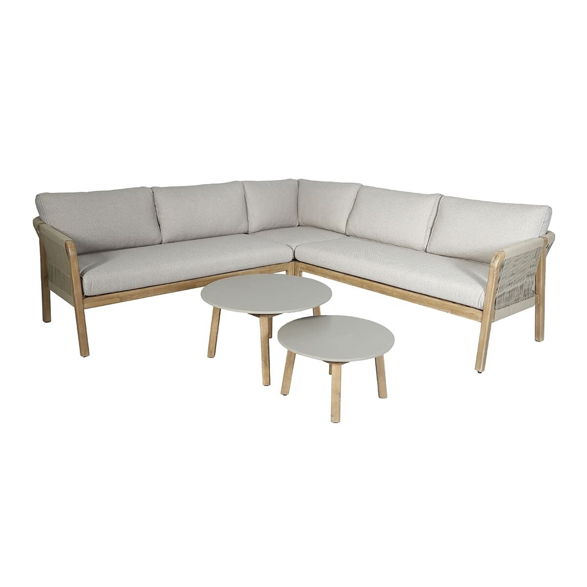 Maze - Martinique Rope Weave Corner Sofa Set with 2 Round Coffee Tables - Blythe Living