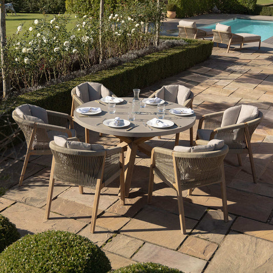 Maze - Martinique Rope Weave 6 Seat Round Dining Set - Blythe Living