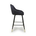 Savanna Brushed Velvet Black Bar Stool - Blythe Living