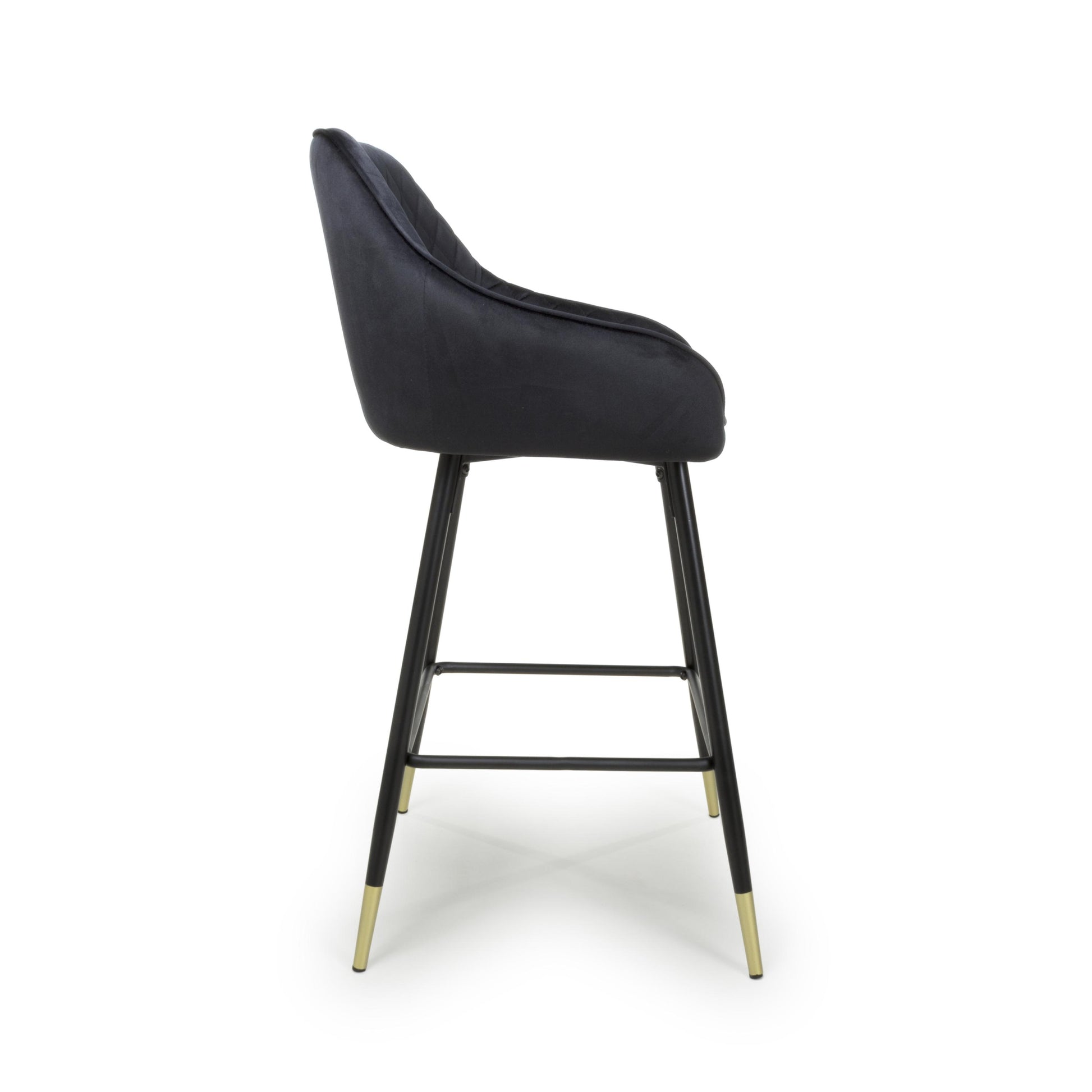 Savanna Brushed Velvet Black Bar Stool - Blythe Living