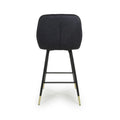 Savanna Brushed Velvet Black Bar Stool - Blythe Living