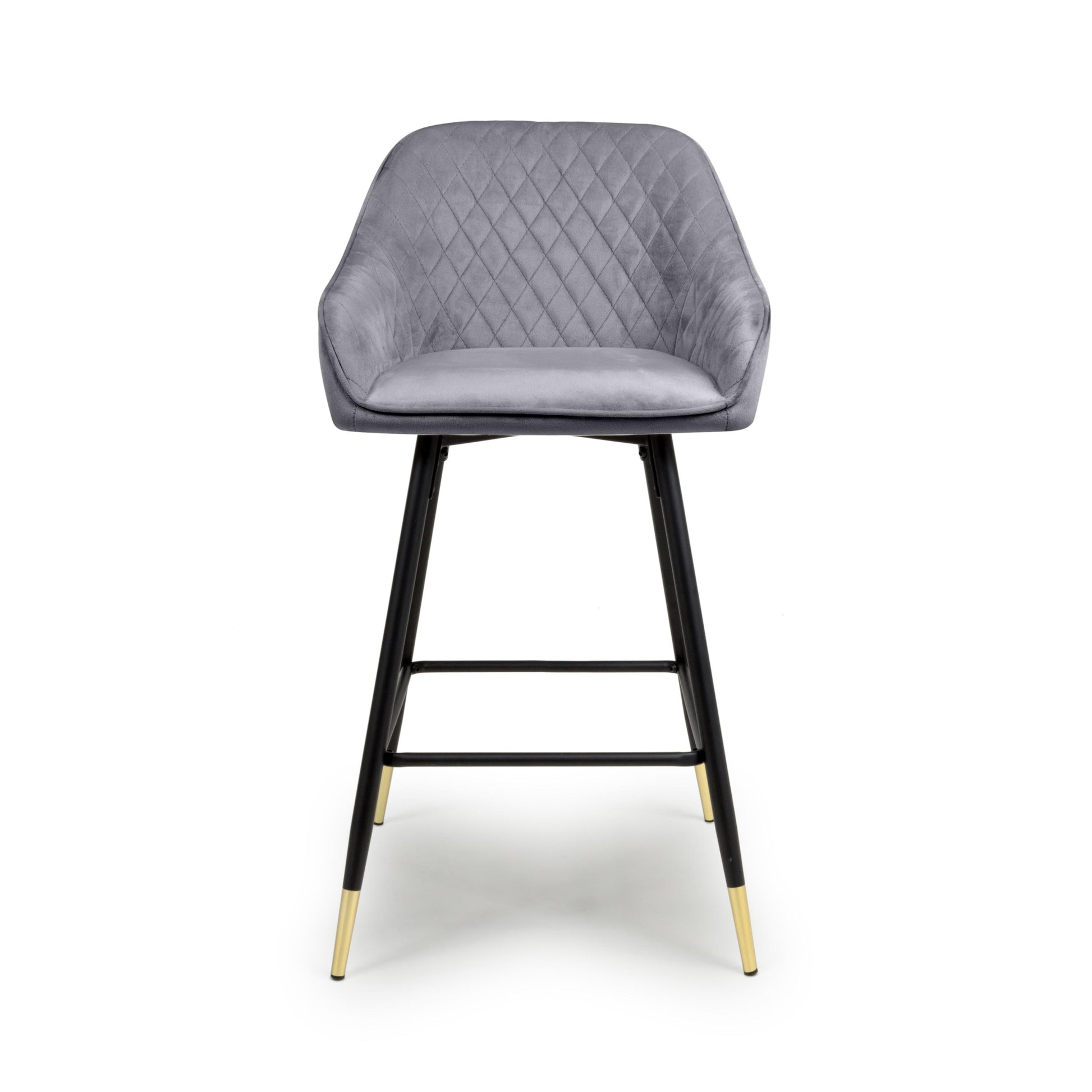 Savanna Brushed Velvet Grey Bar Stool - Blythe Living