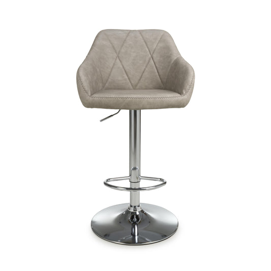 Serena Leather Effect Mink Bar Stool - Blythe Living