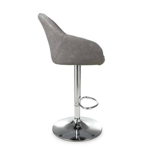 Serena Leather Effect Charcoal Bar Stool - Blythe Living