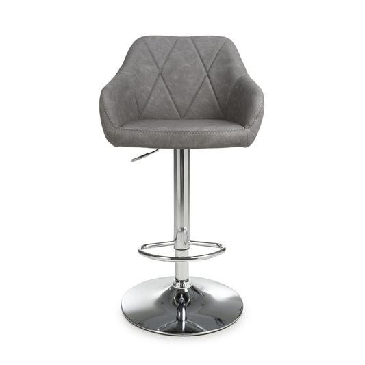 Serena Leather Effect Charcoal Bar Stool - Blythe Living