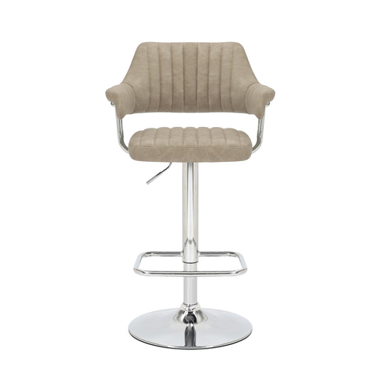 Cortez Leather Effect Mink Bar Stool - Blythe Living