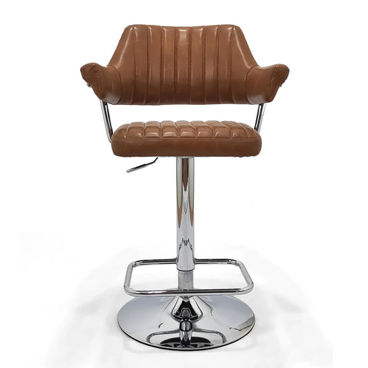 Cortez Leather Effect Tan Bar Stool - Blythe Living
