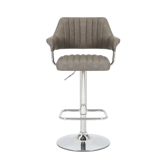 Cortez Leather Effect Charcoal Bar Stool - Blythe Living