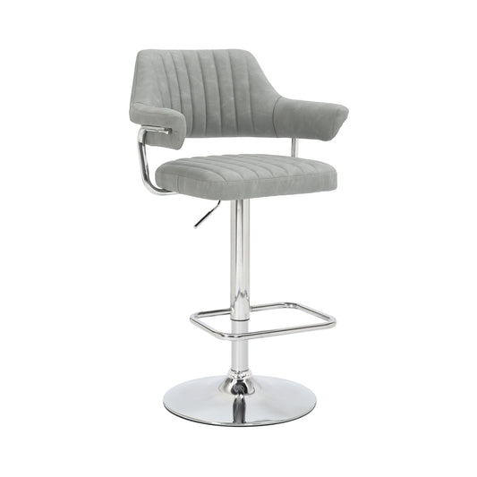 Cortez Leather Effect Light Grey Bar Stool - Blythe Living