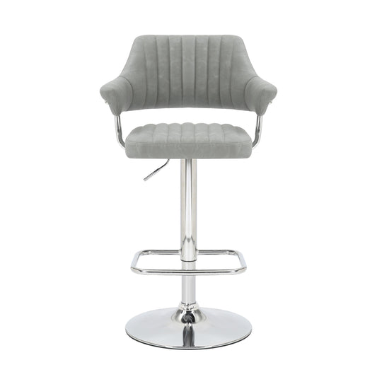 Cortez Leather Effect Light Grey Bar Stool - Blythe Living