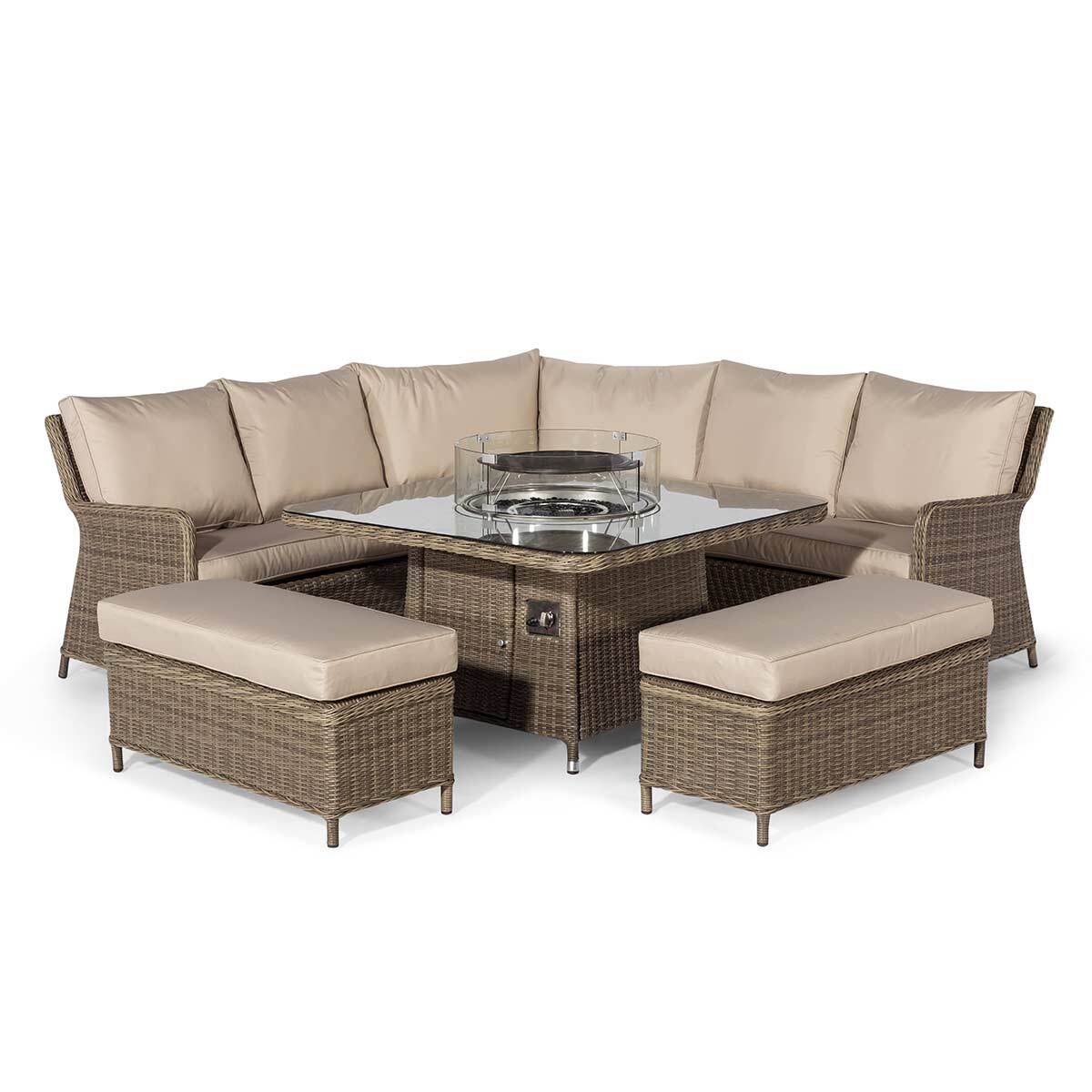 Maze - Winchester Royal Rattan Corner Dining Sofa Set with Fire Pit Table - Blythe Living