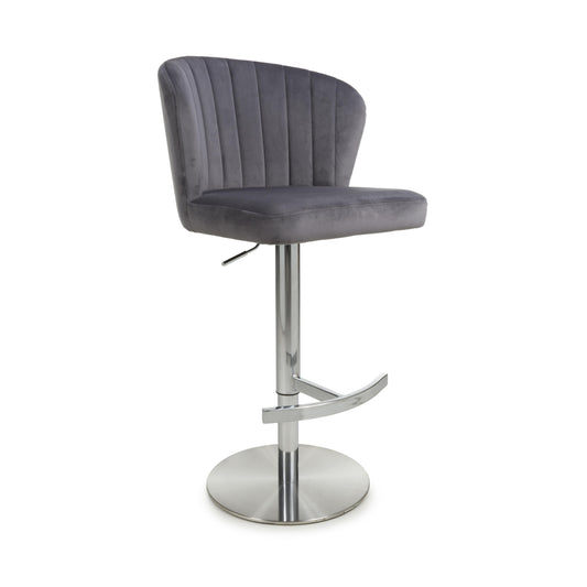 Sigma Brushed Velvet Grey Bar Stool - Blythe Living