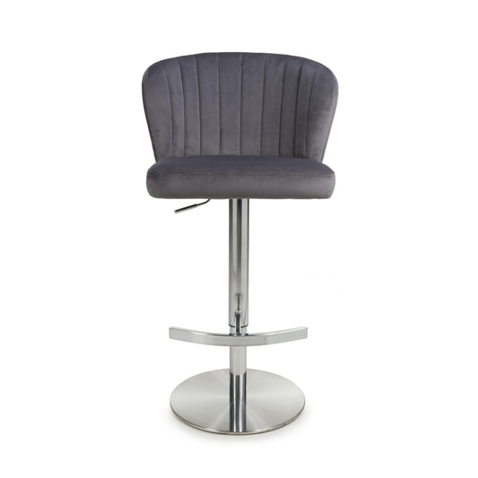Sigma Brushed Velvet Grey Bar Stool - Blythe Living