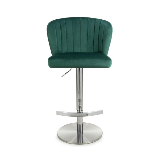 Sigma Brushed Velvet Green Bar Stool - Blythe Living