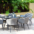 Maze - Outdoor Fabric Ambition 6 Seat Oval Dining Set - Flanelle - Blythe Living
