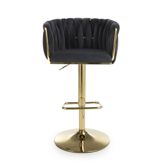 Bellaire Brushed Velvet Black Bar Stool - Blythe Living