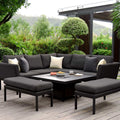 Maze - Outdoor Fabric Pulse Square Corner Dining Set with Rising Table - Charcoal - Blythe Living