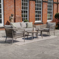 Maze - Monaco Rope Weave 2 Seat Sofa Set with Pair of Round Coffee Tables - Cool Linen - Blythe Living