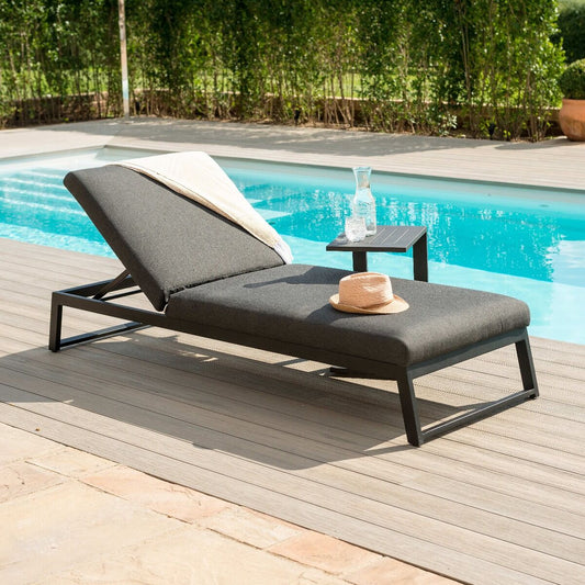 Maze - Outdoor Fabric Allure Sun Lounger - Charcoal - Blythe Living