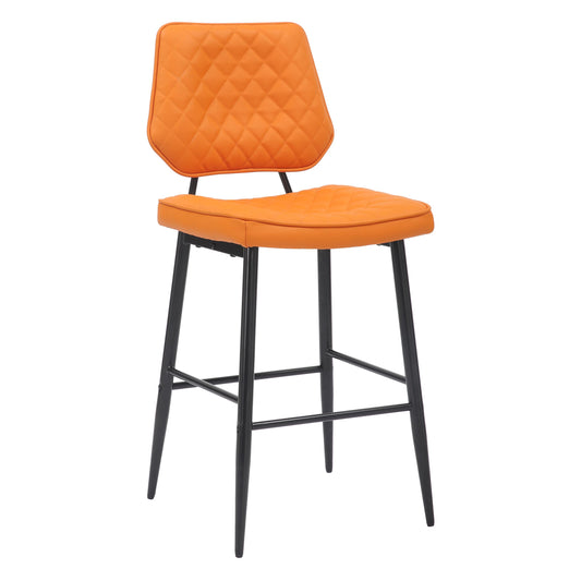 Garrick Real Leather Orange Bar Stool - Blythe Living