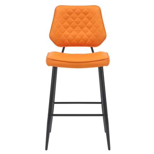 Garrick Real Leather Orange Bar Stool - Blythe Living