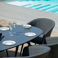 Maze - Outdoor Fabric Ambition 6 Seat Oval Dining Set - Charcoal - Blythe Living