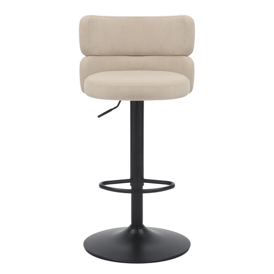 Mason Brushed Velvet Cream/Black Bar Stool - Blythe Living