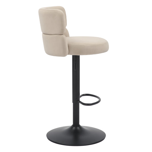 Mason Brushed Velvet Cream/Black Bar Stool - Blythe Living