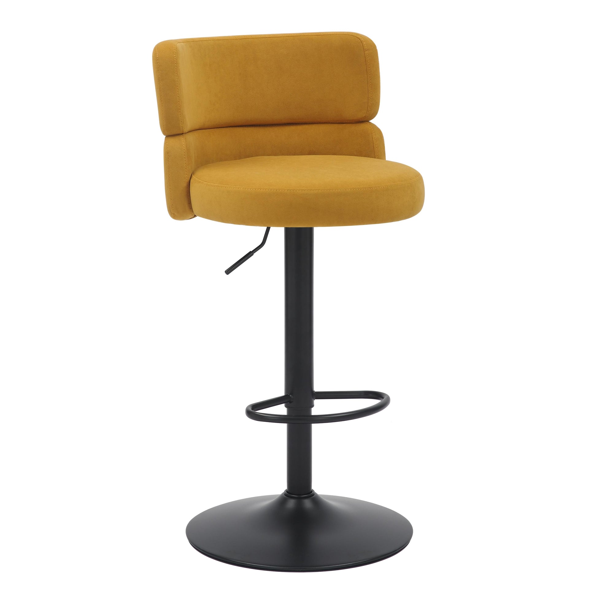 Mason Brushed Velvet Mustard/Black Bar Stool - Blythe Living
