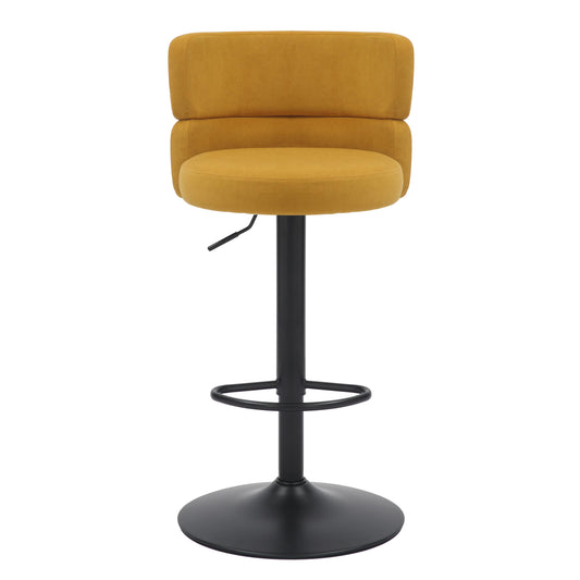 Mason Brushed Velvet Mustard/Black Bar Stool - Blythe Living