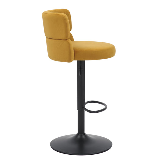 Mason Brushed Velvet Mustard/Black Bar Stool - Blythe Living