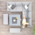 Maze - Outdoor Fabric Pulse Square Corner Dining Set with Rising Table - Flanelle - Blythe Living