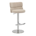 Mason Brushed Velvet Cream/Brushed Steel Bar Stool - Blythe Living