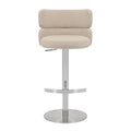 Mason Brushed Velvet Cream/Brushed Steel Bar Stool - Blythe Living