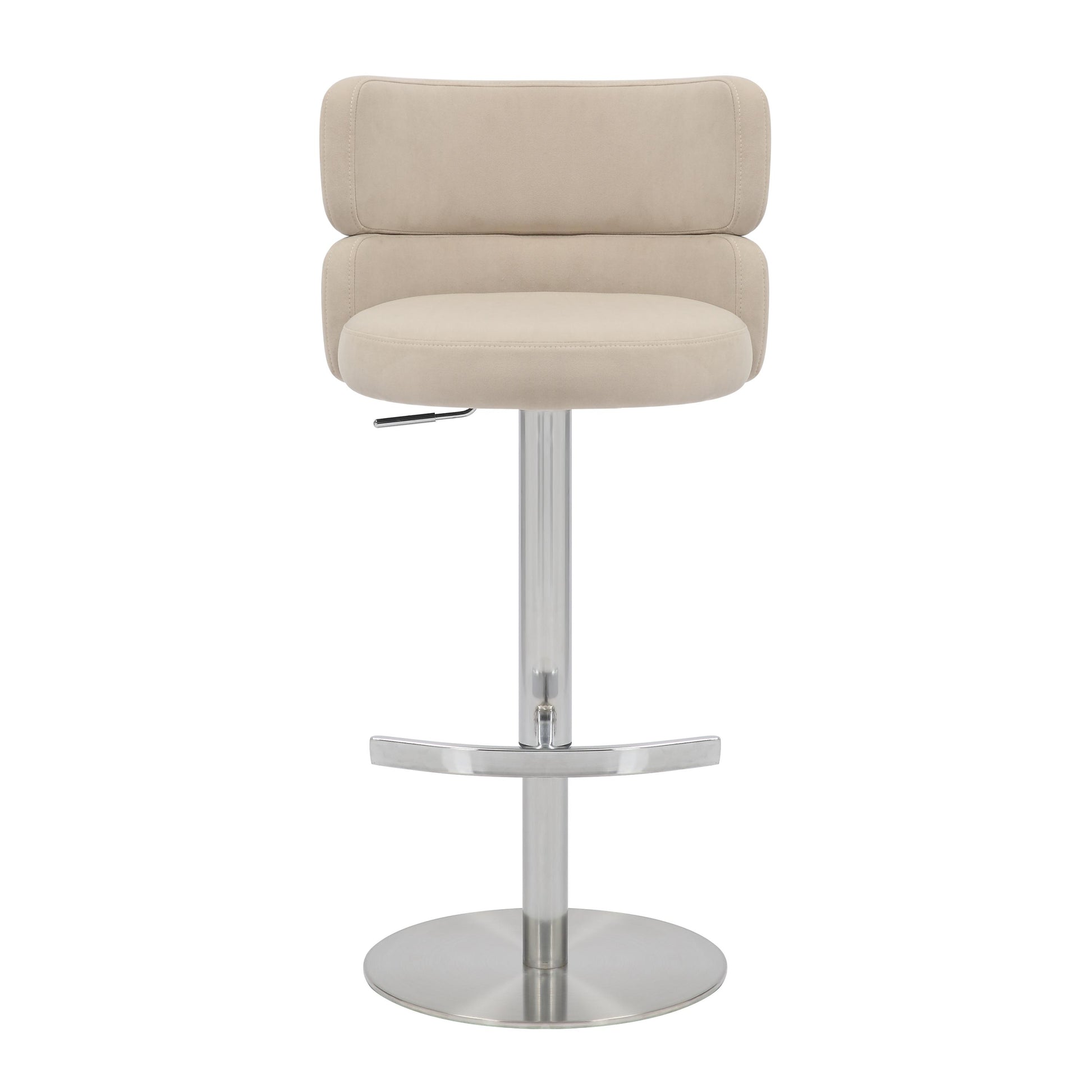 Mason Brushed Velvet Cream/Brushed Steel Bar Stool - Blythe Living