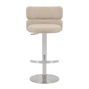 Mason Brushed Velvet Cream/Brushed Steel Bar Stool - Blythe Living