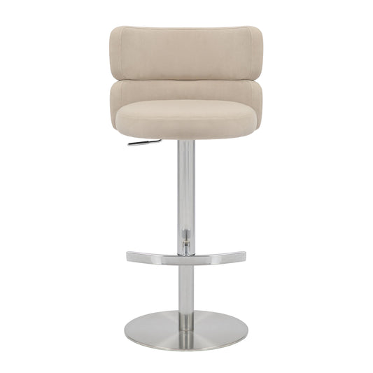 Mason Brushed Velvet Cream/Brushed Steel Bar Stool - Blythe Living