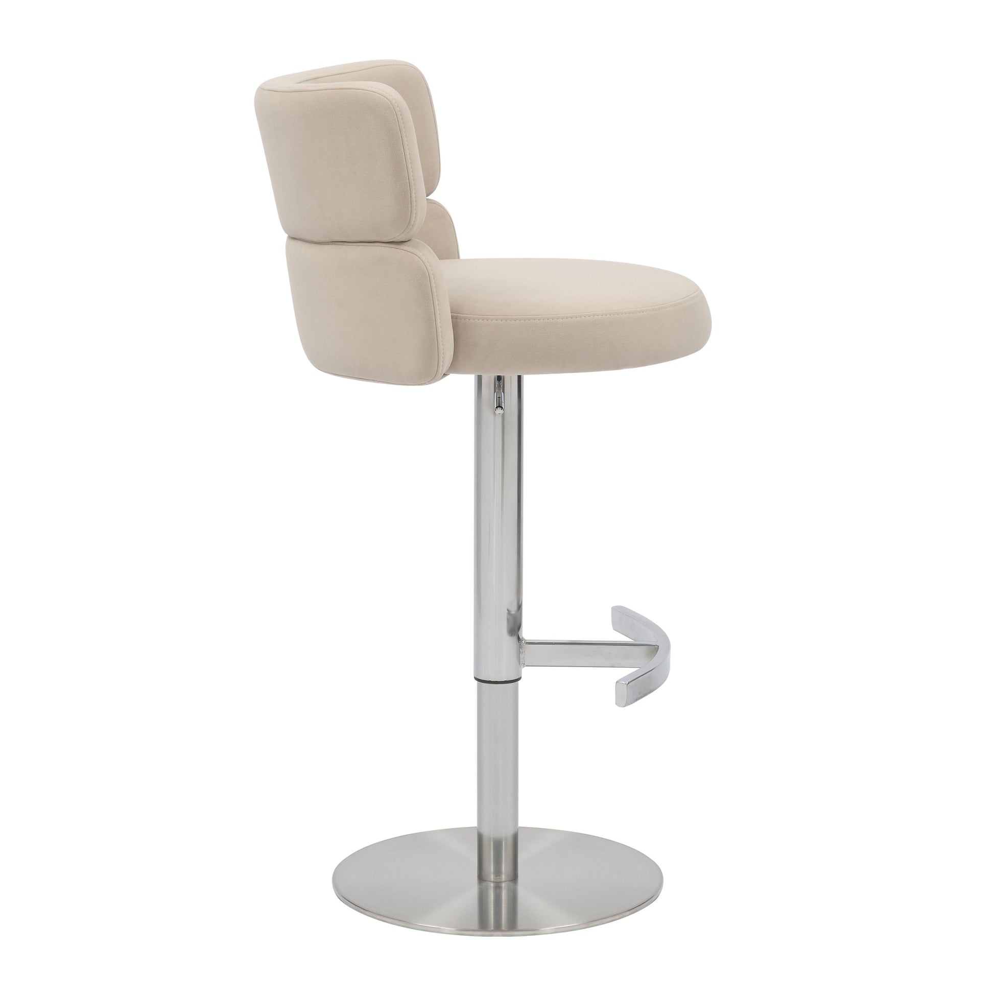 Mason Brushed Velvet Cream/Brushed Steel Bar Stool - Blythe Living