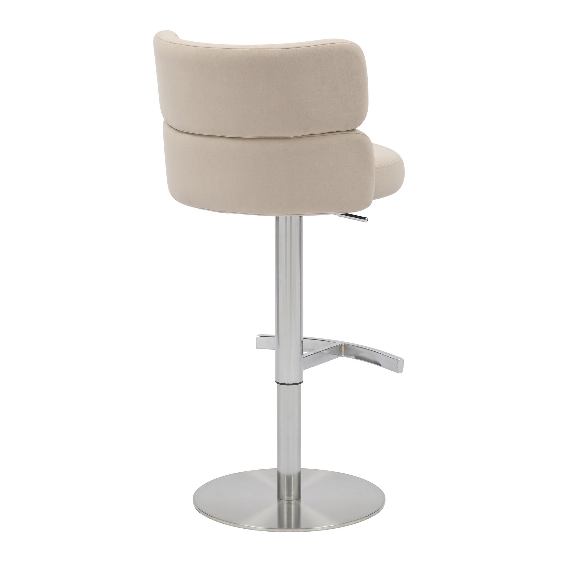 Mason Brushed Velvet Cream/Brushed Steel Bar Stool - Blythe Living