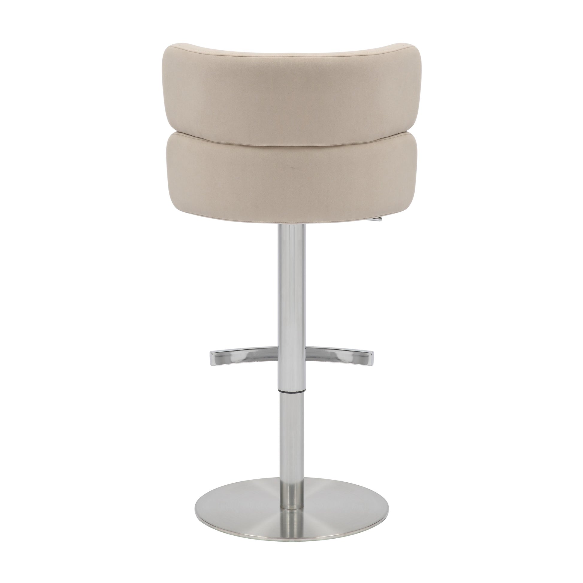 Mason Brushed Velvet Cream/Brushed Steel Bar Stool - Blythe Living