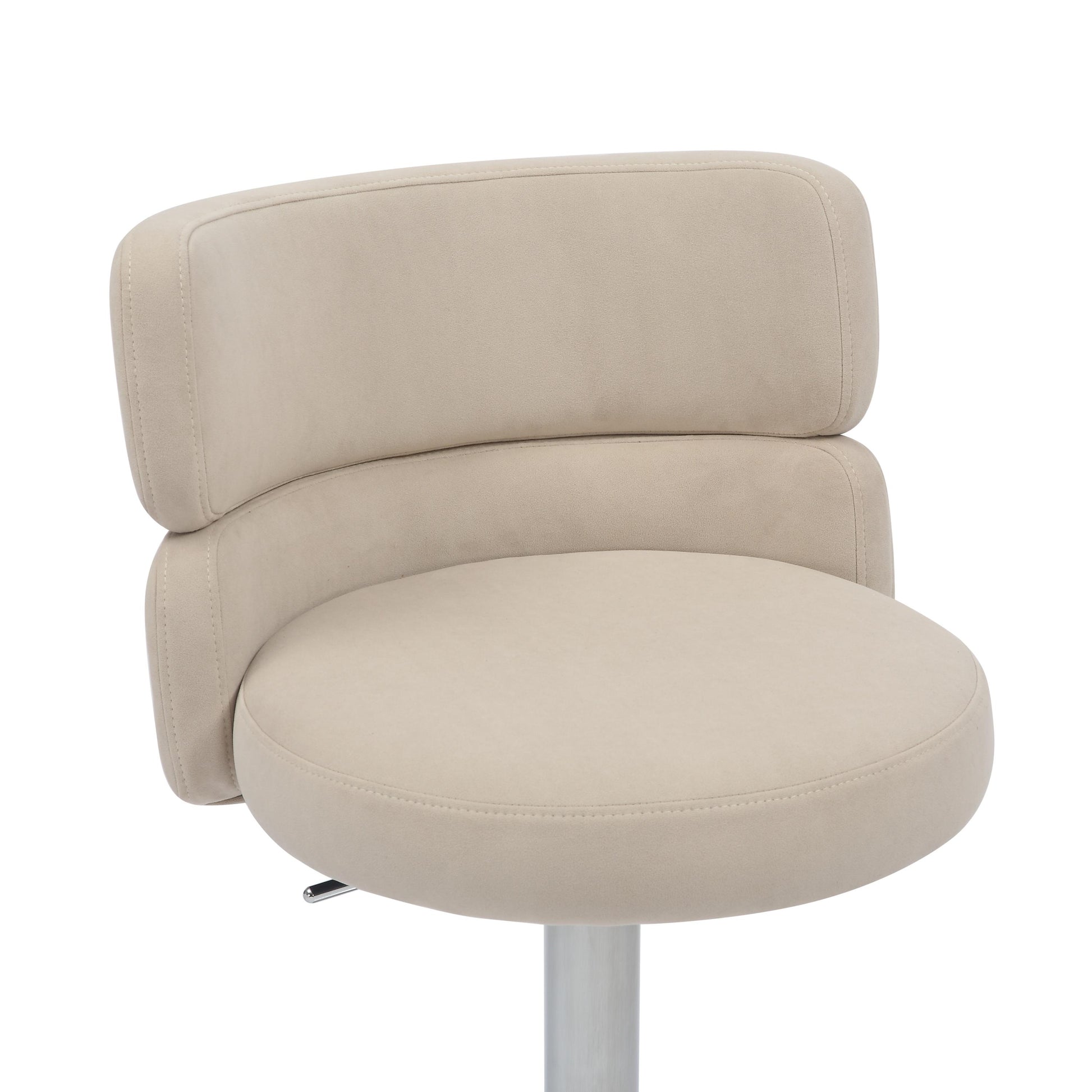 Mason Brushed Velvet Cream/Brushed Steel Bar Stool - Blythe Living
