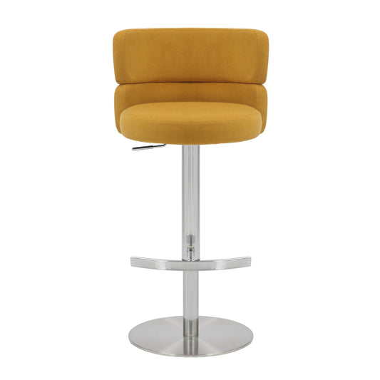 Mason Brushed Velvet Mustard/Brushed Steel Bar Stool - Blythe Living