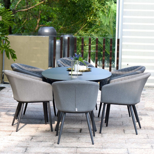 Maze - Outdoor Fabric Ambition 6 Seat Oval Dining Set - Flanelle - Blythe Living