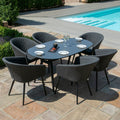 Maze - Outdoor Fabric Ambition 6 Seat Oval Dining Set - Charcoal - Blythe Living